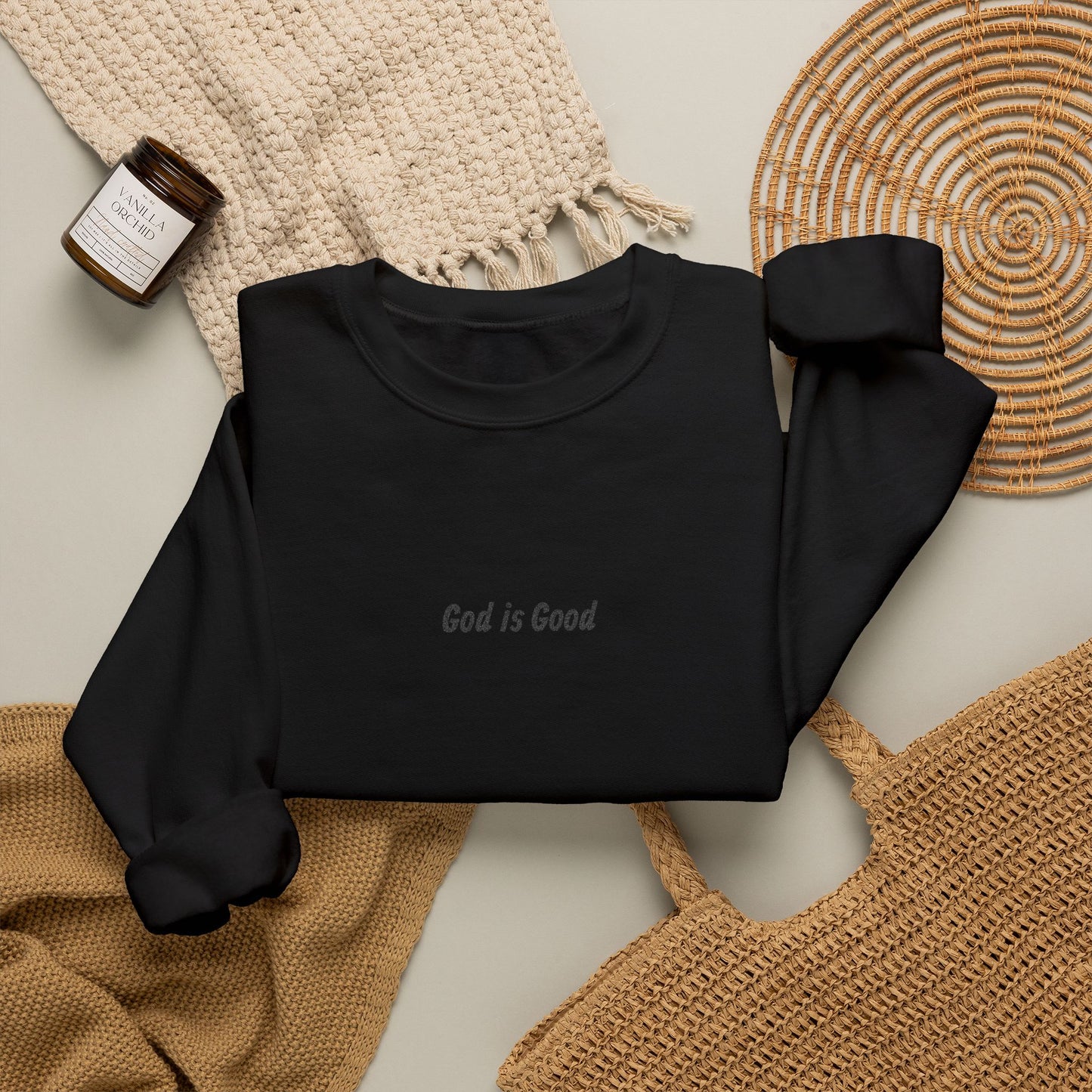 God Is Good Embroidered  Sweatshirt