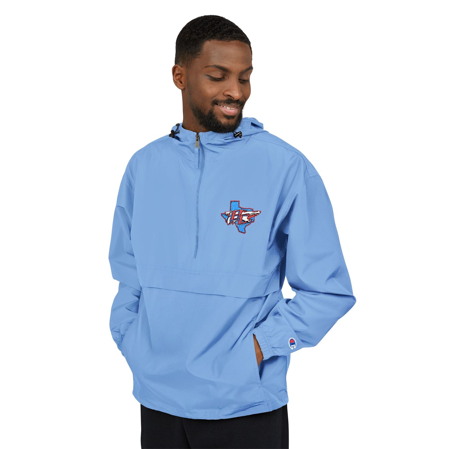Packable Anorak Jacket — Light Blue with Floral Shark Patch