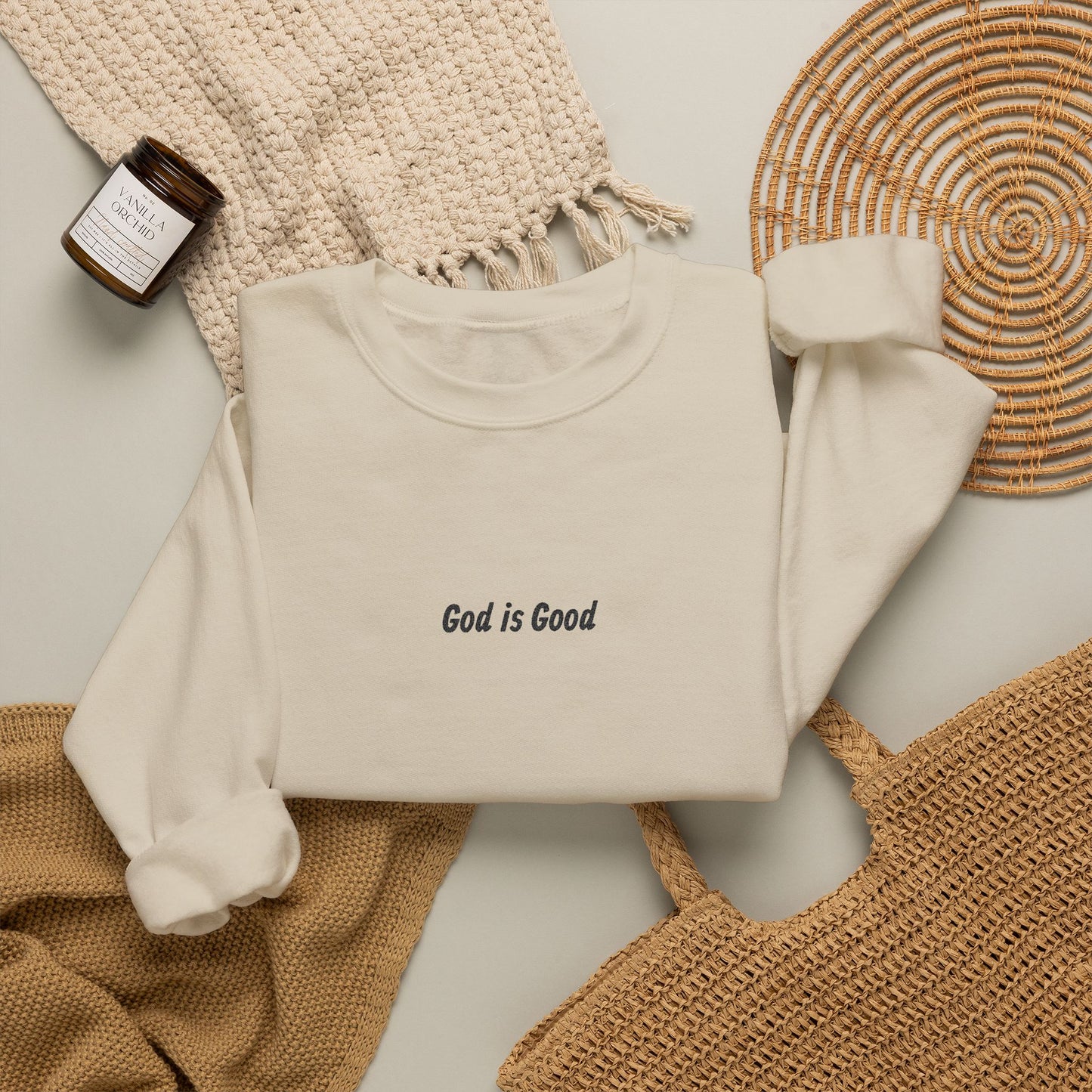 God Is Good Embroidered  Sweatshirt